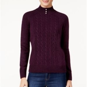 Karen Scott Cable-Knit Mock-Neck Sweater S